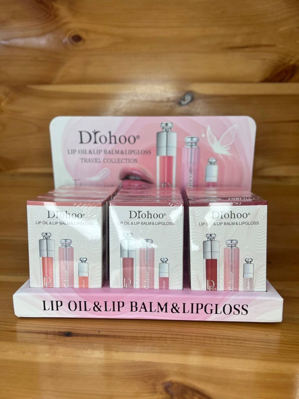 پک سه تایی بالم لب و لیپ گلاس طرح دیور Drohoo