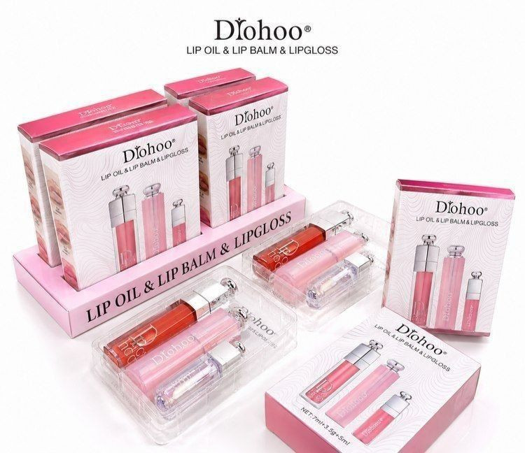 پک سه تایی بالم لب و لیپ گلاس طرح دیور Drohoo