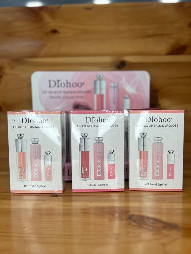 پک سه تایی بالم لب و لیپ گلاس طرح دیور Drohoo