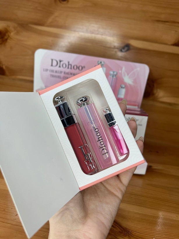 پک سه تایی بالم لب و لیپ گلاس طرح دیور Drohoo